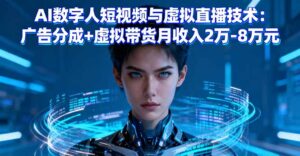 AI数字人短视频与虚拟直播技术：广告分成+虚拟带货月收入2万-8万元-知识创作