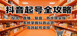 抖音起号全攻略，投流、直播、复盘，各步骤实操，系统掌握抖音运营，高效起号变现-知识创作