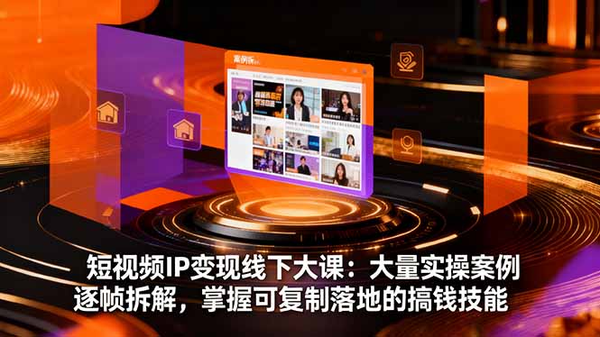 短视频IP变现线下大课：大量实操案例逐帧拆解，掌握可复制落地的搞钱技能-知识创作