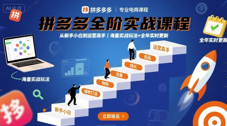 拼多多全阶实战课程，从新手小白到运营高手，海量实战玩法+全年实时更新【2025年10月更新】-知识创作