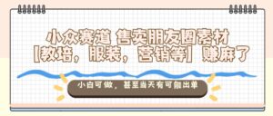 小众赛道售卖朋友圈素材【教培，服装，营销等】賺麻了，小白可做，甚至当天有可能出单-知识创作