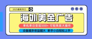 2025吃肉海外美金广告，单机单日变现500+，矩阵可无限放大，新手小白轻松上手-知识创作