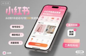 小红书电商运营课：从0到1冷启动与1到100快速增长实战教学-知识创作