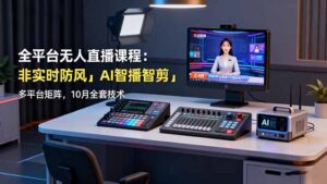 全平台无人直播课程：非实时防风＋AI智播智剪＋多平台矩阵，10月全套技术-知识创作
