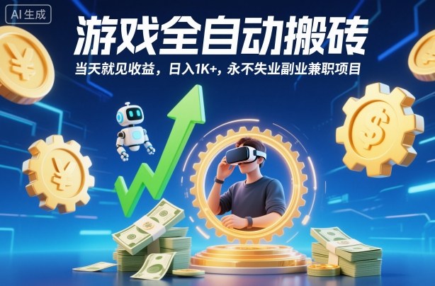 游戏全自动搬砖，当天就见收益，日入1K+，永不失业副业兼职项目【揭秘】-知识创作
