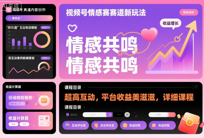 视频号情感赛道新玩法，超高互动，平台收益美滋滋，详细课程-知识创作