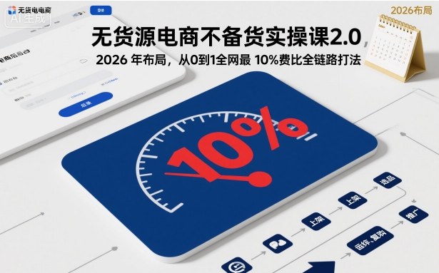 无货源电商不备货实操课2.0，2026年布局，从0到1全网最低10%费比全链路打法【更新】-知识创作