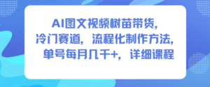 AI图文视频树苗带货，冷门赛道，流程化制作方法，单号每月几K，详细课程-知识创作