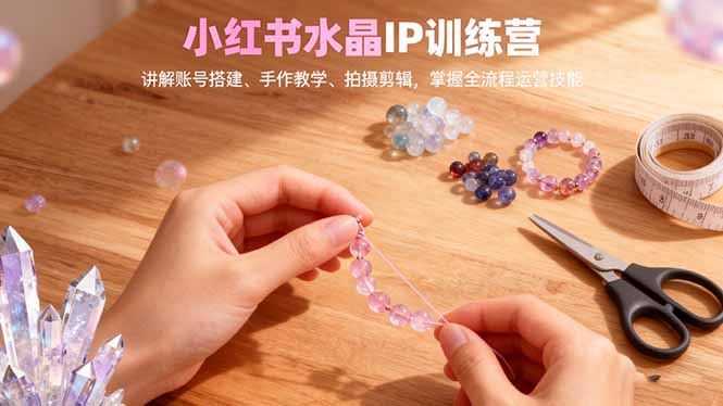 小红书水晶IP训练营，讲解账号搭建、手作教学、拍摄剪辑，全流程运营技能-知识创作