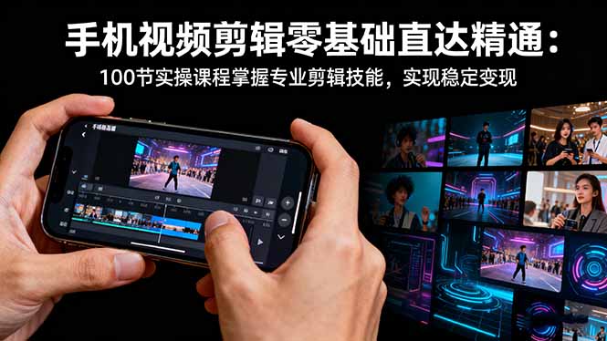 手机视频剪辑零基础直达精通：100节实操课程掌握专业剪辑技能，实现稳…-知识创作