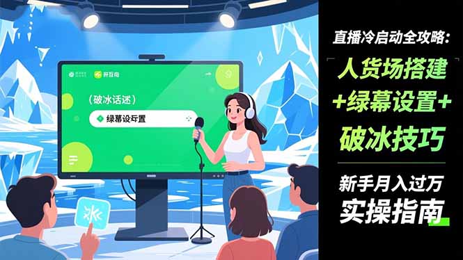 直播冷启动全攻略:人货场搭建+绿幕设置+破冰技巧，新手月入过万实操指南-知识创作