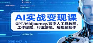 AI实战变现课：GPT/Midjourney/数字人工具教程，工作提效，行业落地，短视频制作-知识创作