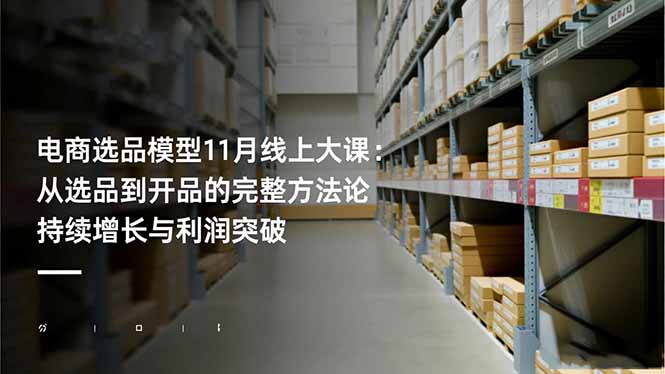 电商选品模型11月线上大课：从选品到开品的完整方法论 持续增长与利润突破-知识创作