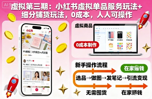 虚拟第三期：小红书虚拟单品服务玩法+细分铺货玩法，0成本，人人可操作(更新)-知识创作