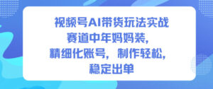视频号AI带货玩法实战，赛道中年妈妈装，精细化账号，制作轻松，稳定出单-知识创作
