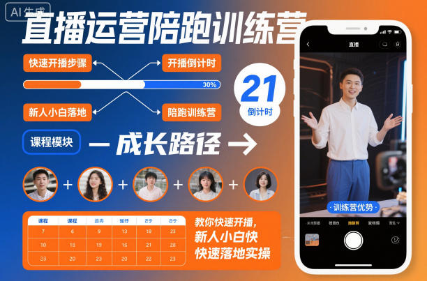 直播运营陪跑训练营，教你快速开播，新人小白快速落地实操-知识创作