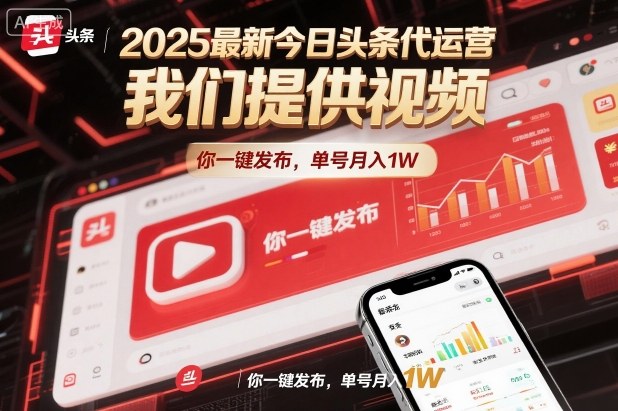 2025最新今日头条代运营，我们提供视频，你一键发布，单号月入1W【揭秘】-知识创作