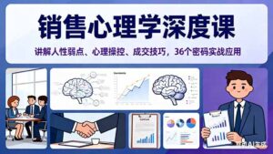 销售心理学深度课，讲解人性弱点、心理操控、成交技巧，36个密码实战应用-知识创作
