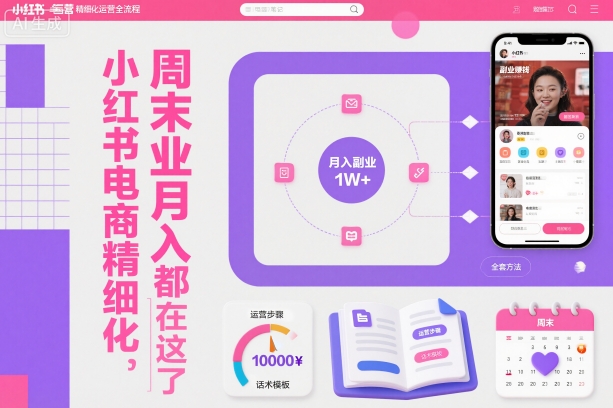 小红书电商精细化运营全流程，周末副业月入1W+，全套方法都在这了-知识创作