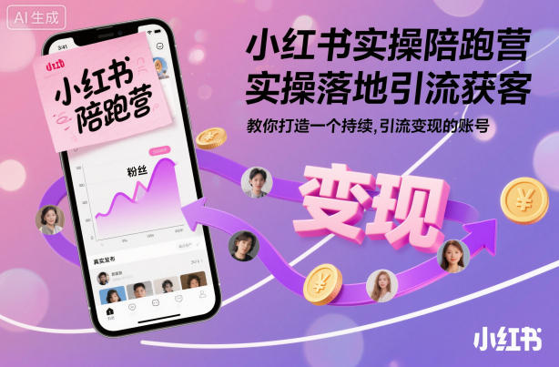 小红书实操陪跑营，实操落地引流获客，教你打造一个持续引流变现的账号-知识创作