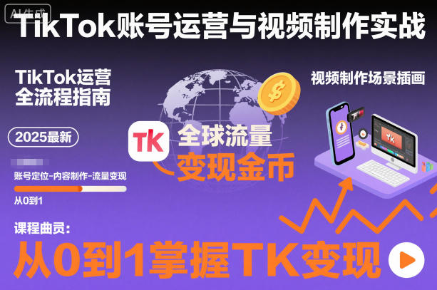 2025最新TikTok账号运营与视频制作实战全流程，从0到1掌握TK变现(含11月最新TK搬运技术)-知识创作