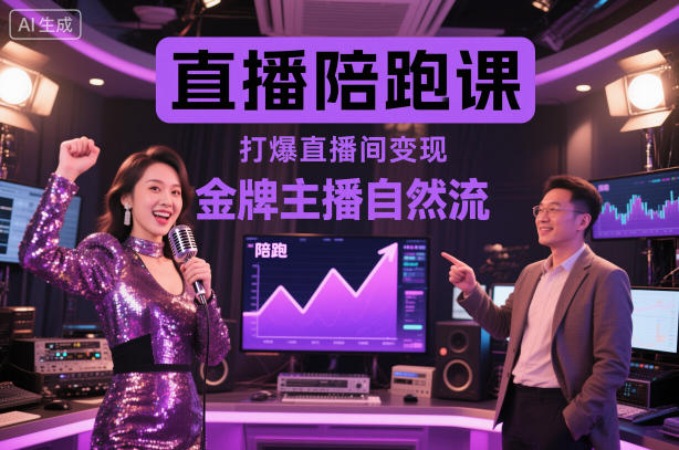 直播陪跑课，金牌主播自然流打爆直播间，复制高变现玩法-知识创作