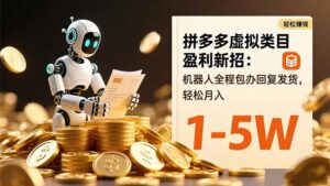 拼多多虚拟类目盈利新招：机器人全程包办回复发货，轻松月入 1-5W-知识创作