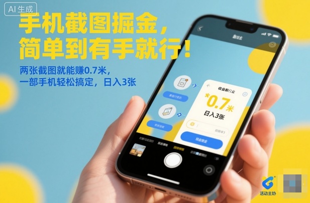 手机截图掘金，简单到有手就行！两张截图就能賺0.7米，一部手机轻松搞定，日入3张【揭秘】-知识创作