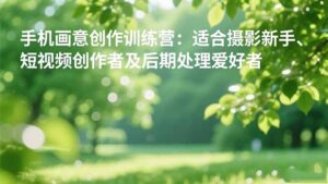 手机摄影之画意创作训练营：适合摄影新手、短视频创作者及后期处理爱好者-知识创作