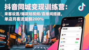 抖音同城变现训练营：来客设置/爆款短视频/直播间搭建,单店月客流量翻200%-知识创作