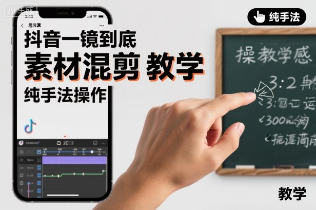 抖音一镜到底素材混剪教学，纯手法操作-知识创作