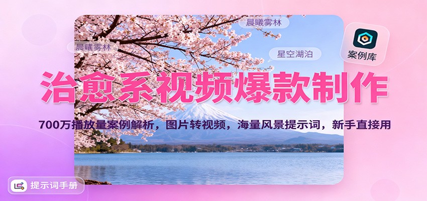 治愈系视频爆款制作，700万播放量案例解析，图片转视频，海量风景提示词，新手直接用-知识创作