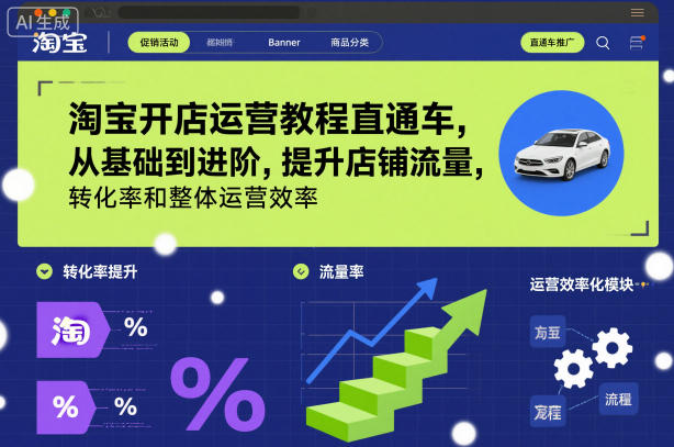 淘宝开店运营教程直通车，从基础到进阶，提升店铺流量，转化率和整体运营效率(更新11月)-知识创作