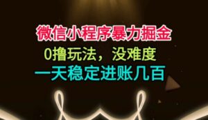 微信小程序暴力掘金，0撸玩法，没难度，一天稳定进账几张【揭秘】-知识创作