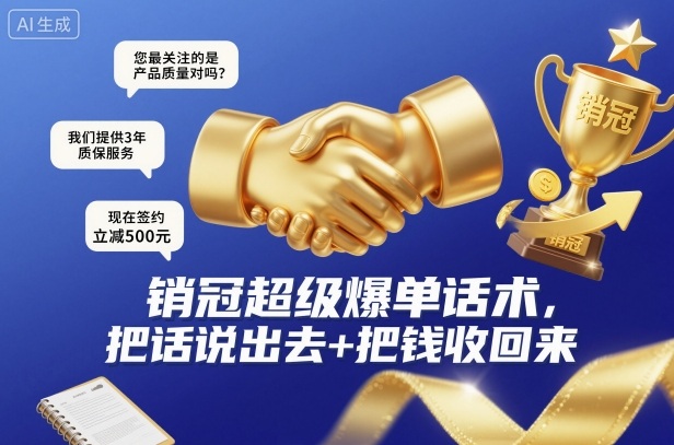 销冠超级爆单话术，把话说出去+把钱收回来-知识创作