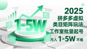2025 拼多多虚拟类目矩阵玩法，工作室批量起号，月入 1-5W 不难-知识创作