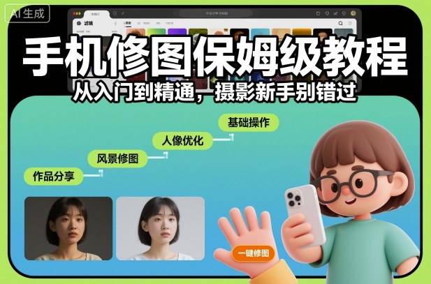 手机修图保姆级教程，从入门到精通，摄影新手别错过-知识创作