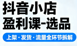 抖音小店盈利课-选品·上架·发货·流量全环节拆解-知识创作