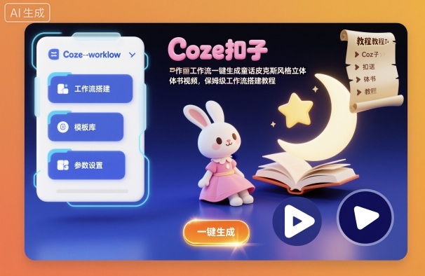 Coze扣子工作流一键生成童话皮克斯风格立体书视频，保姆级工作流搭建教程-知识创作