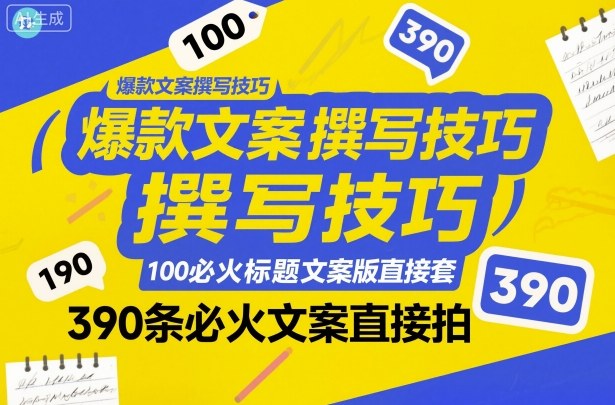 爆款文案撰写技巧，100个必火标题文案模版直接套，390条必火文案直接拍-知识创作