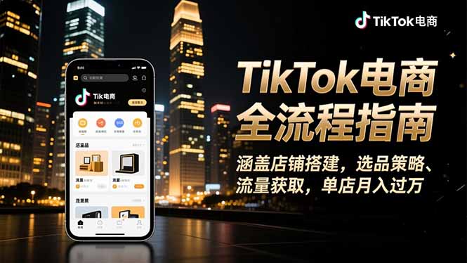 TikTok电商全流程指南，涵盖店铺搭建、选品策略、流量获取，单店月入过万-知识创作