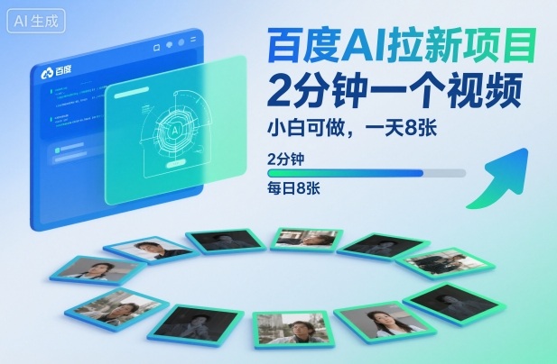 百度AI拉新项目，2分钟一个视频，小白可做，一天8张【附案例+保姆级教程】-知识创作