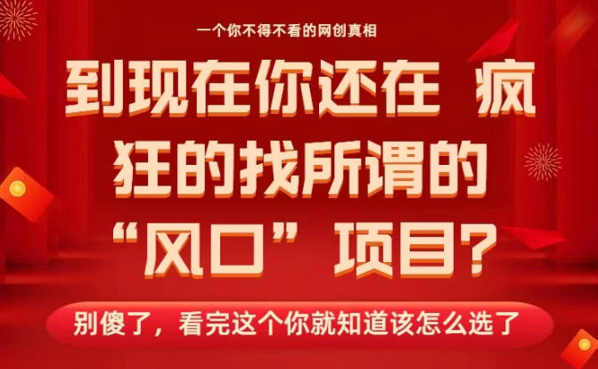 马上26年了，你还在找所谓的风口项目？别傻了，看完这个你全都懂了！【揭秘】-知识创作