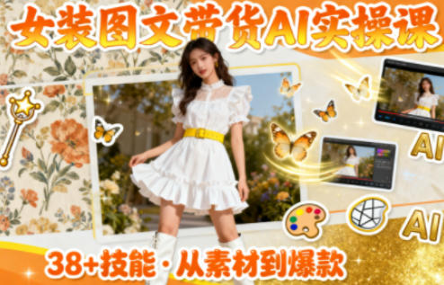 女装图文带货的AI实操课，覆盖38个实用技能，快速提升素材制作效率-知识创作