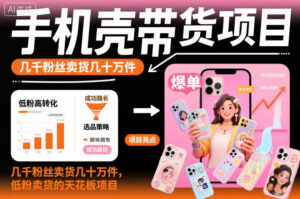手机壳带货项目，几千粉丝卖货几十万件，短视频低粉卖货的天花板项目-知识创作