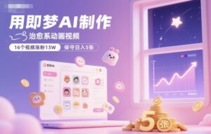 用即梦AI制作治愈系动画视频，16个视频涨粉13W，保守日入5张-知识创作