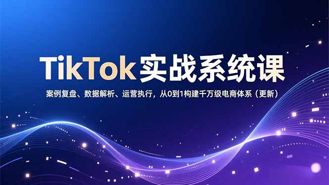 TikTok实战系统课，案例复盘、数据解析、运营执行，从0到1构建千万级电商体系(更新-知识创作