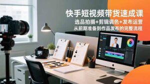快手短视频带货速成课，选品拍摄+剪辑调色+发布运营，从前期准备到作品发布的完整流程-知识创作
