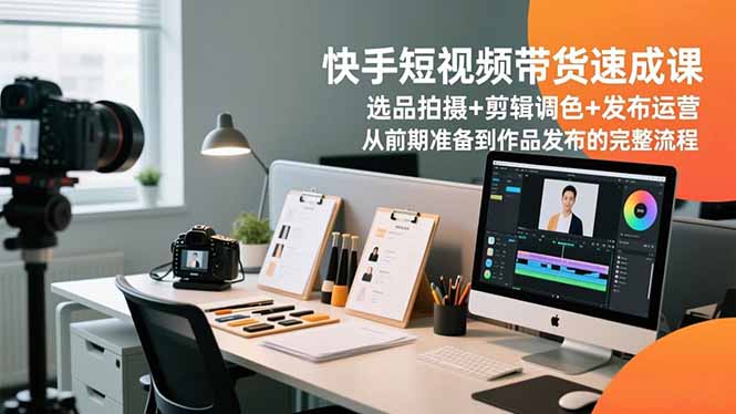 快手短视频带货速成课，选品拍摄+剪辑调色+发布运营，从前期准备到作品发布的完整流程-知识创作