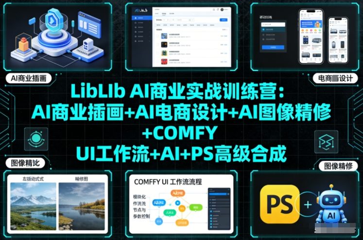 LibLIb AI商业实战训练营：AI商业插画+AI电商设计+AI图像精修+COMFY UI工作流+AI+PS高级合成-知识创作